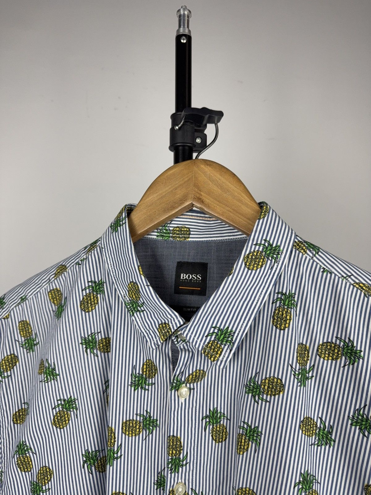 Hugo Boss Luxury 00s BOSS Hugo Boss Pineapple Stripe Shirt XL Slim Size US L / EU 52-54 / 3 - 3 Thumbnail