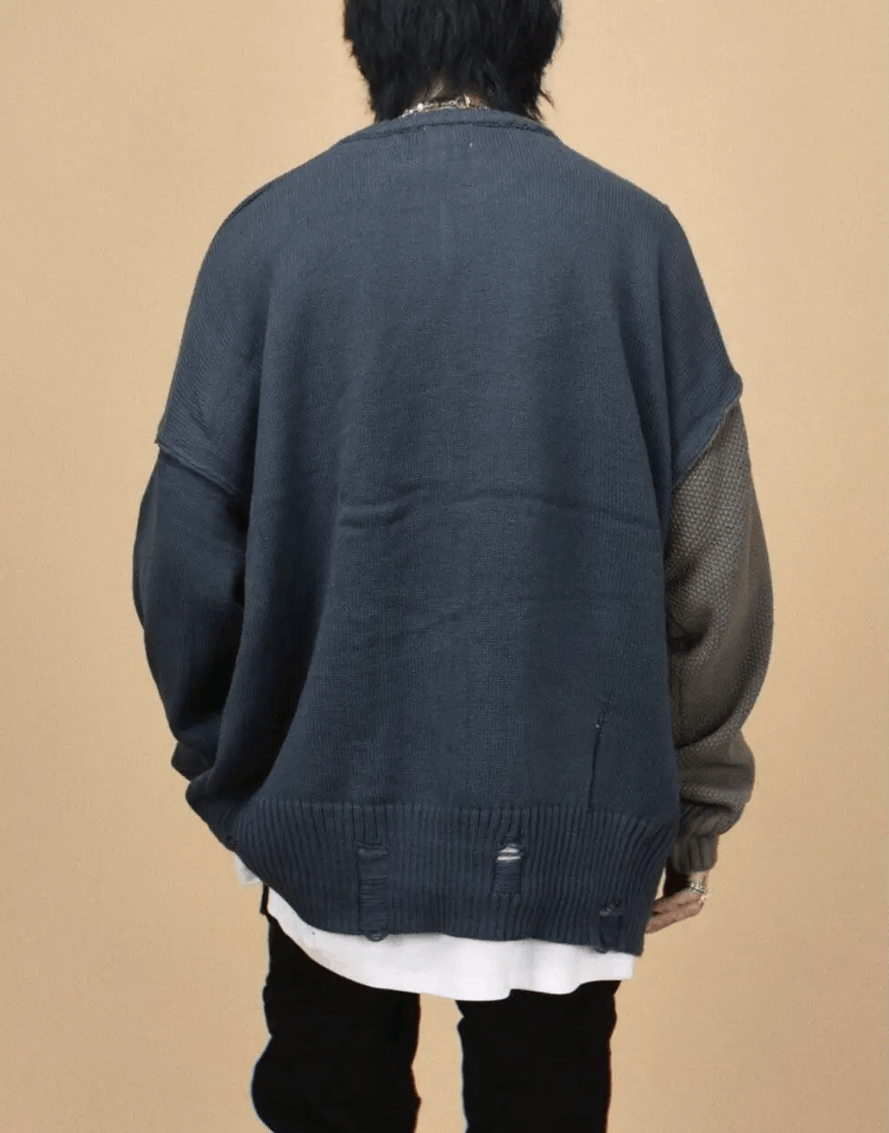 Japanese Brand × Vintage Retro punk grunge distressed patchwork knitwear sweater Size US XL / EU 56 / 4 - 4 Thumbnail