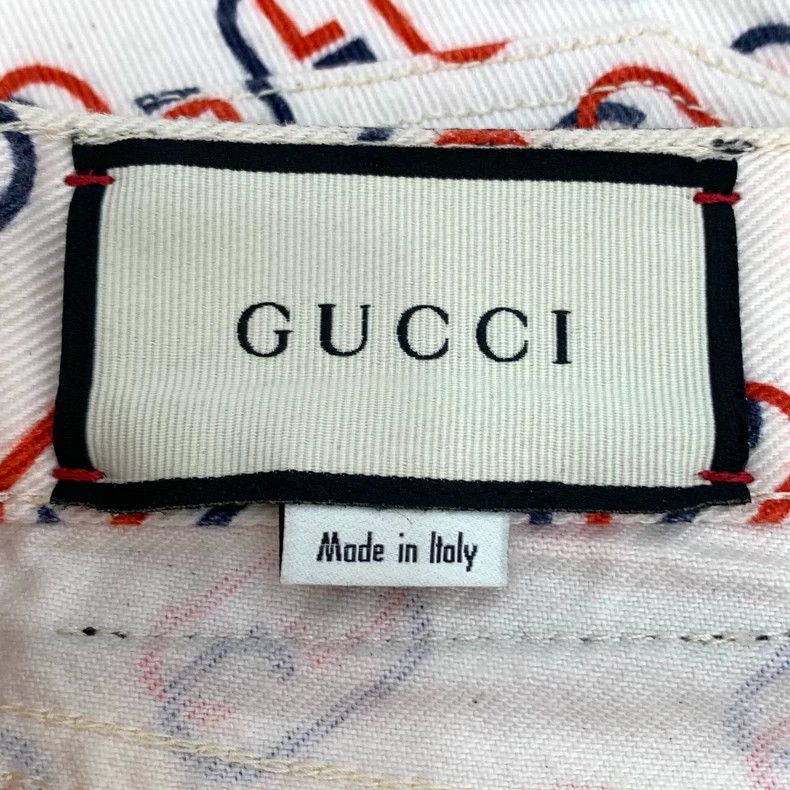Gucci Gucci White double G full-print denim shorts 2502-Nextarrow Size 32" / US 10 / IT 46 - 5 Thumbnail