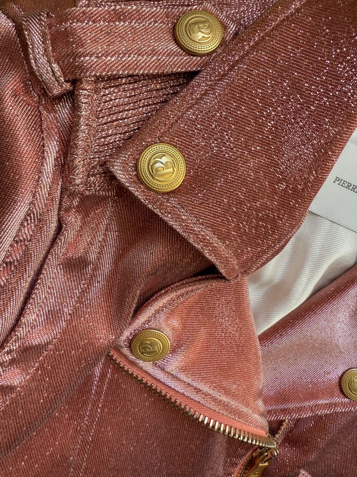 Balmain 90’s Velvet Hot Pink Glitter Biker Jacket Size XS / US 0-2 / IT 36-38 - 5 Thumbnail