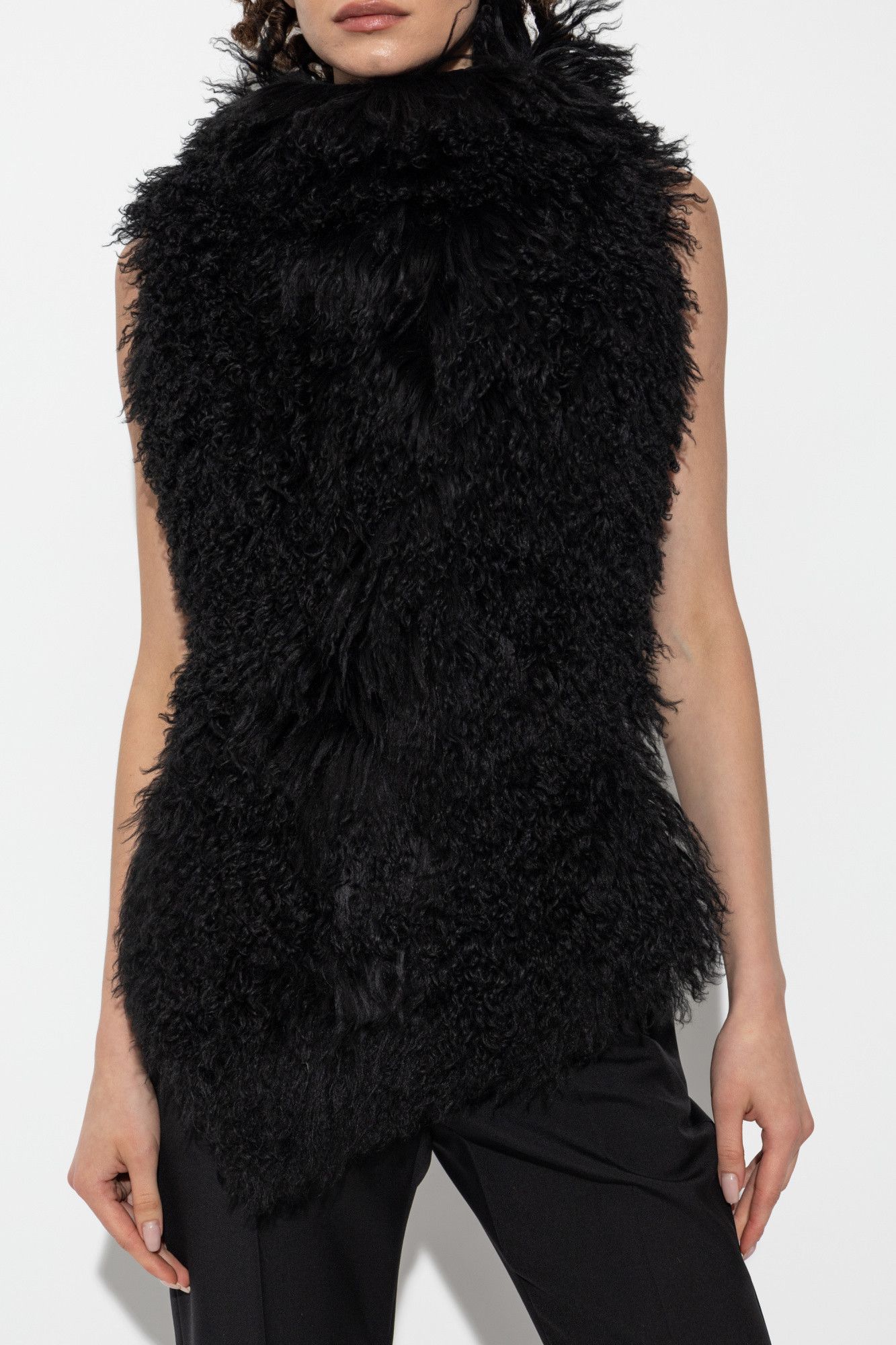 Alexander McQueen o1s22i1n1024 Knit Shearling Top in Black Size S / US 4 / IT 40 - 3 Thumbnail