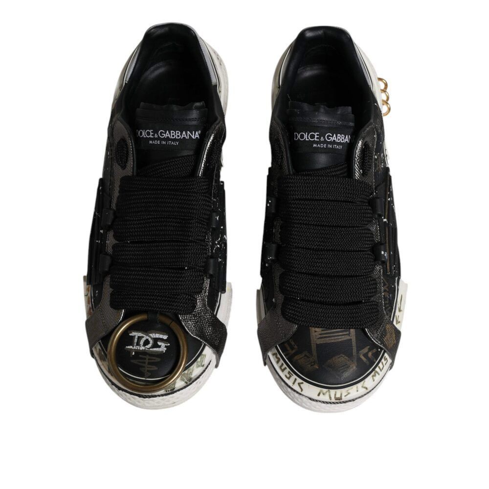 Dolce & Gabbana Dolce & Gabbana Black White Portofino Low Top Sneakers Shoes Size US 11 / EU 44 - 3 Thumbnail