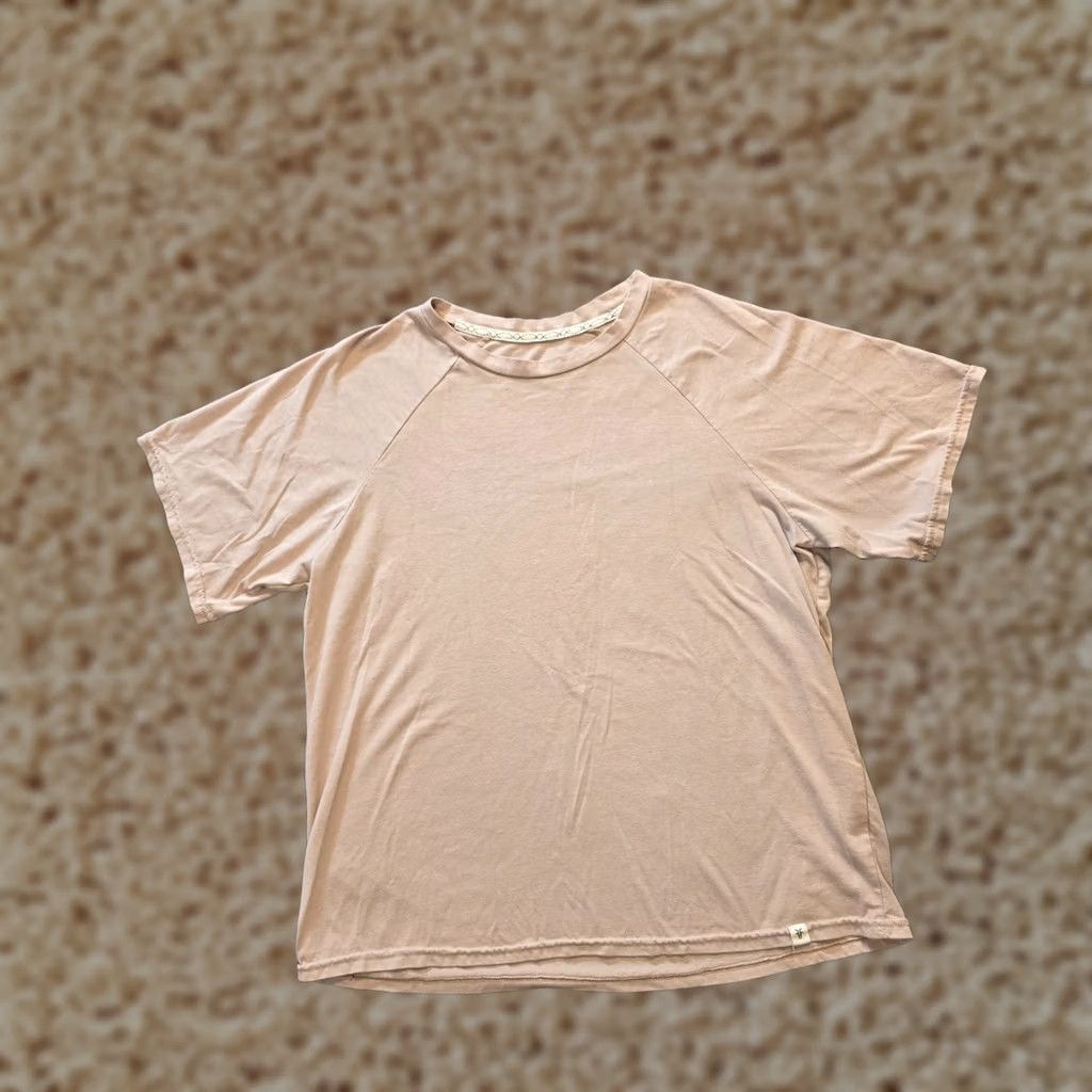 Frye Frye Top Womens Size L Tan Crew Neck Short Sleeve Capsule Minimal Casual Shirt Modern Knit Cotton Polyester Regular Women Size L / US 10 / IT 46 - 1 Thumbnail