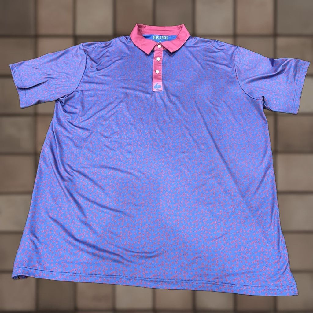Vintage Pins & Aces Polo Shirt Mens XXL Pink Flamingo Short Sleeve Golf Performance Size US XXL / EU 58 / 5 - 1 Thumbnail