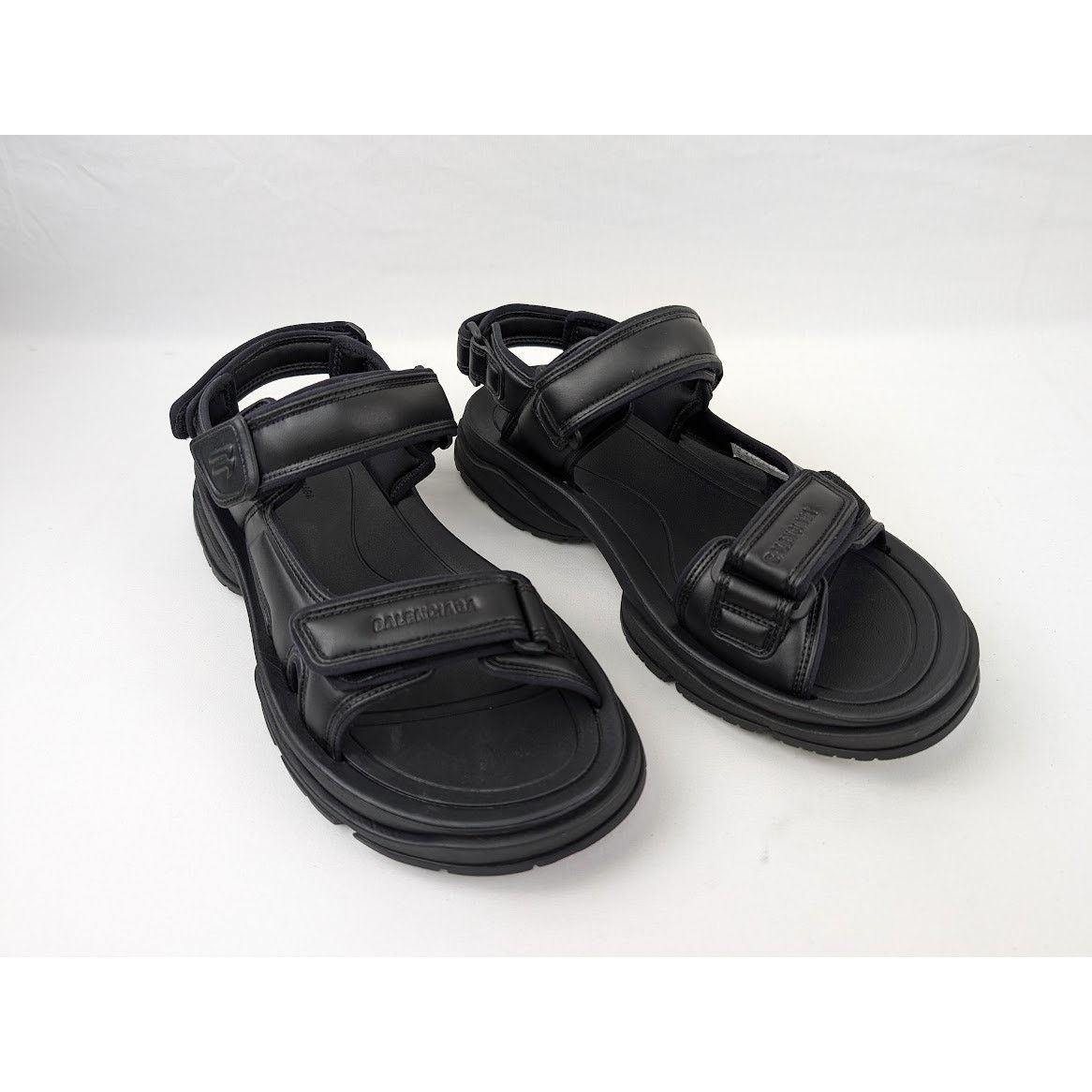 Balenciaga o1rshd1 Tourist Fake Leather Sandal in Black Size US 12 / EU 45 - 7 Thumbnail