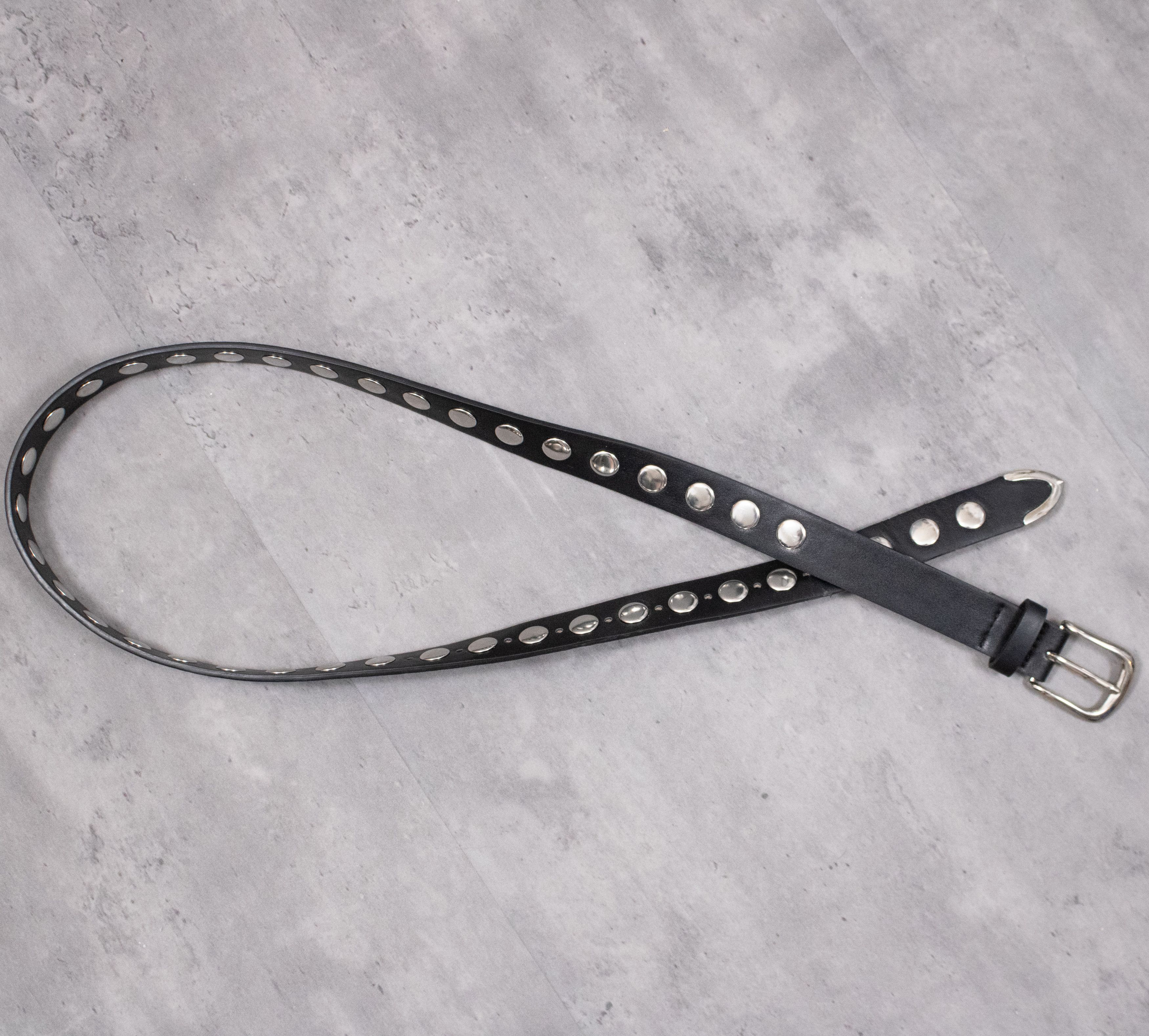 Hot Topic Y2K 2000's Studded Black Punk Grunge Black Faux Leather Belt Size 34 - 3 Thumbnail