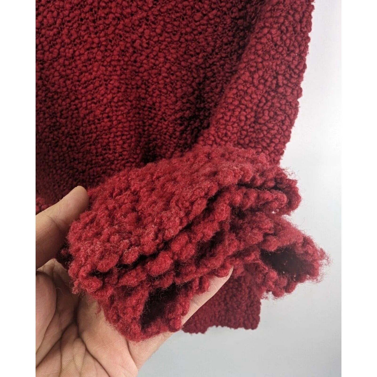Eileen Fisher Eileen Fisher Sweater Lady Large Red Wool Silk Textured Popcorn V-Neck Slouchy Pullover Knit Open-Knit Size L / US 10 / IT 46 - 3 Thumbnail