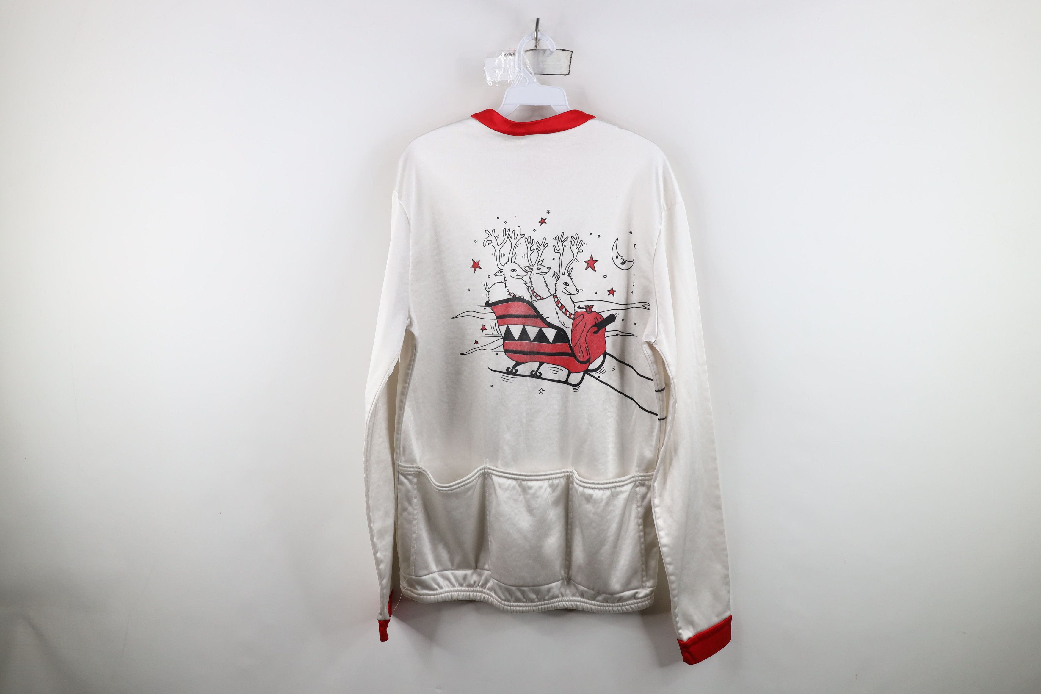 Vintage Vintage 90s Christmas Santa Claus Fleece Cycling Jersey Size US XL / EU 56 / 4 - 12 Thumbnail