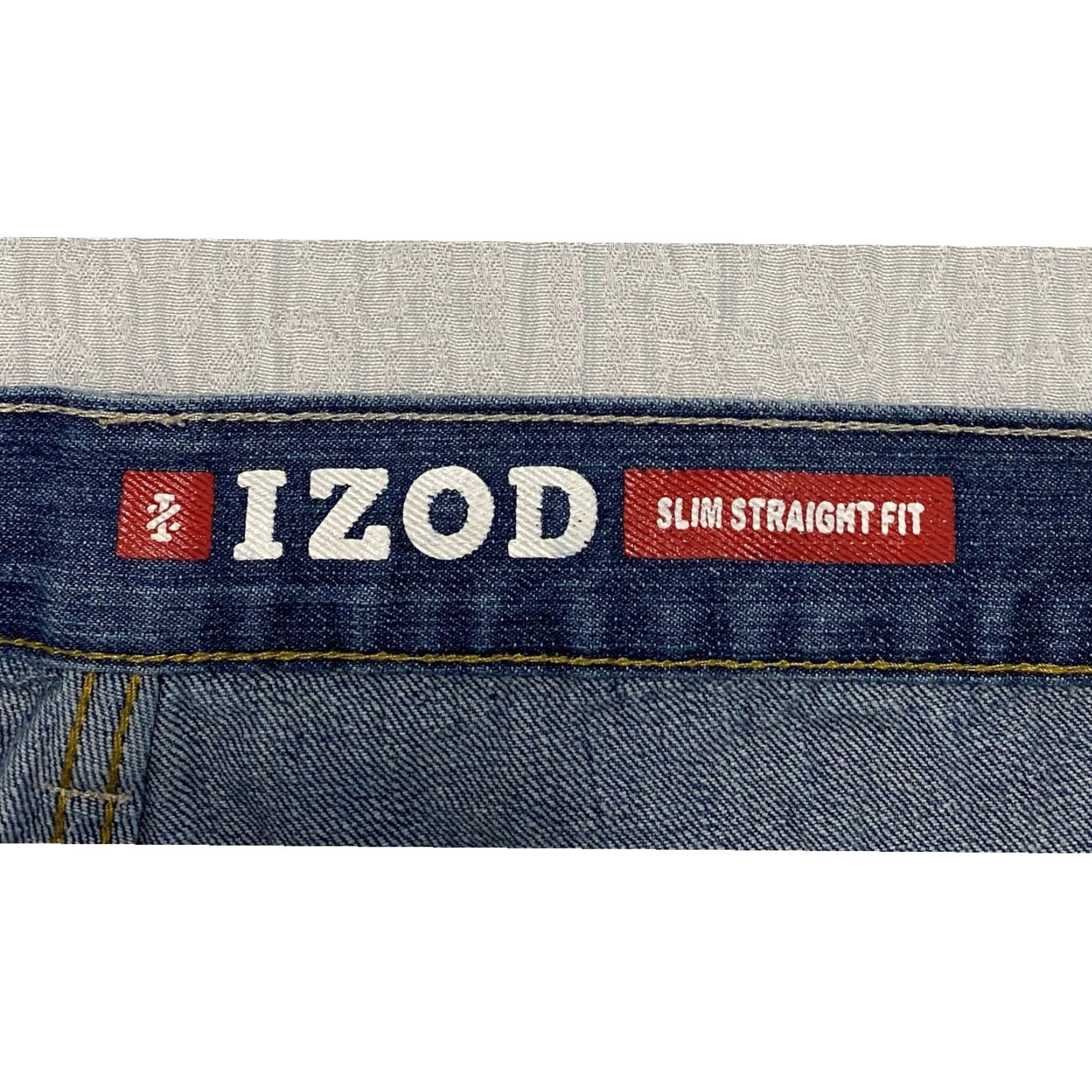 Izod IZOD Slim Straight Fit Jeans Mens 32 x 30 Blue Denim Cotton Blend Stretch 5-Pocket Design Size US 32 / EU 48 - 3 Thumbnail