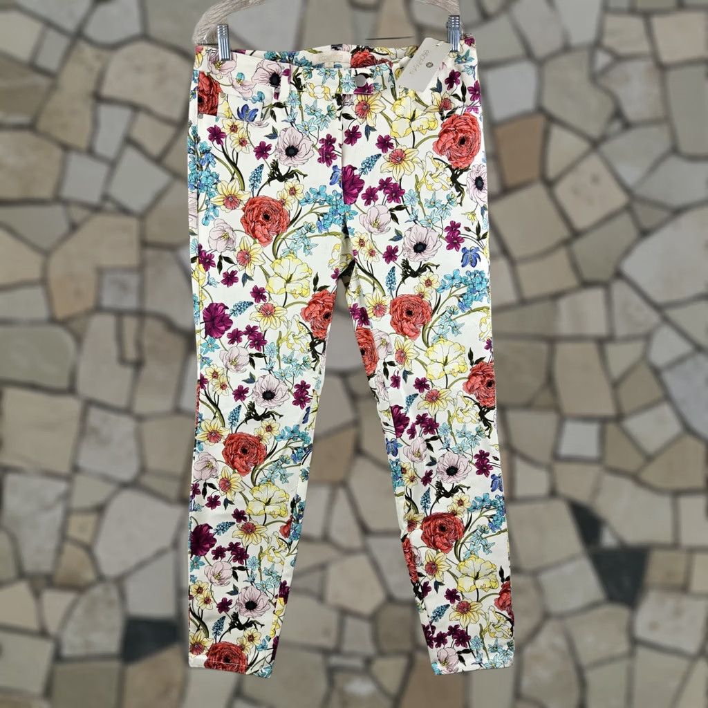 Vintage Etcetera Womens Michaela Floral Flat Front Chino Pants 8 Size Size 30" / US 8 / IT 44 - 1 Thumbnail