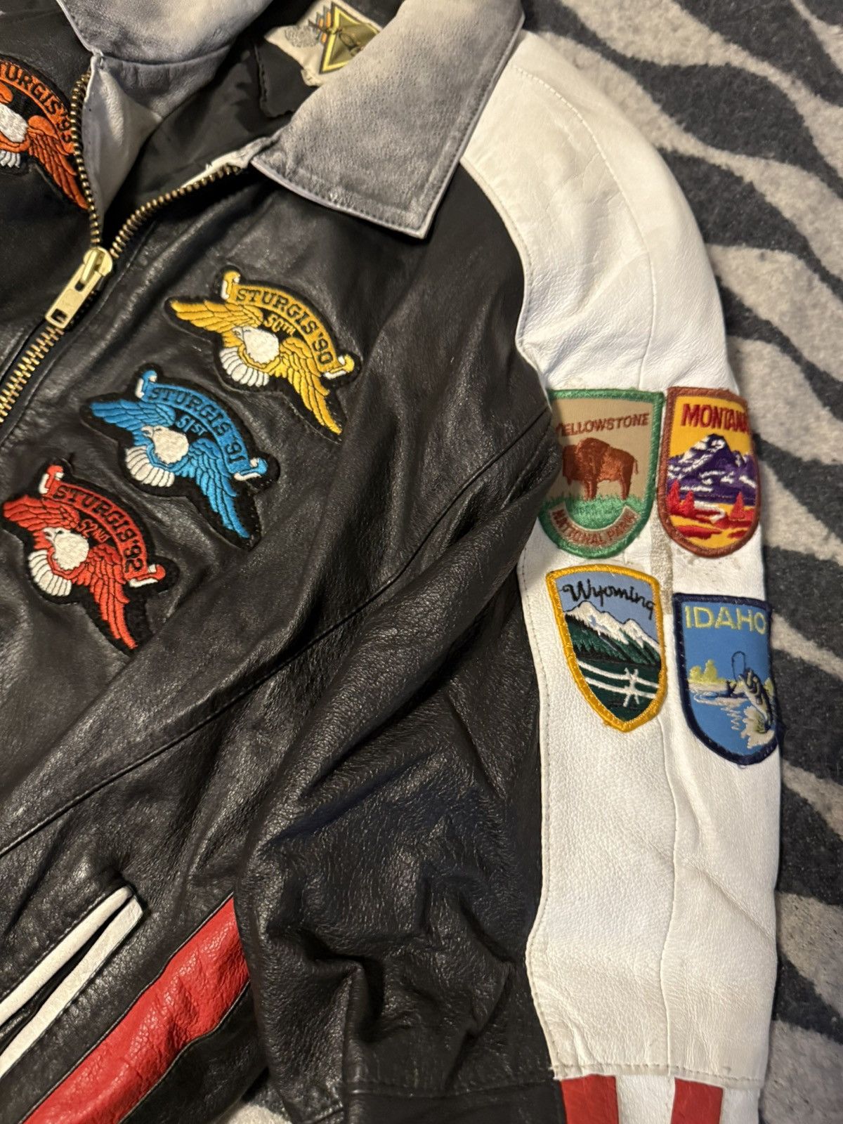 Vintage Vintage 90s phase 2 leather USA flag jacket biker bomber Size US L / EU 52-54 / 3 - 2 Thumbnail