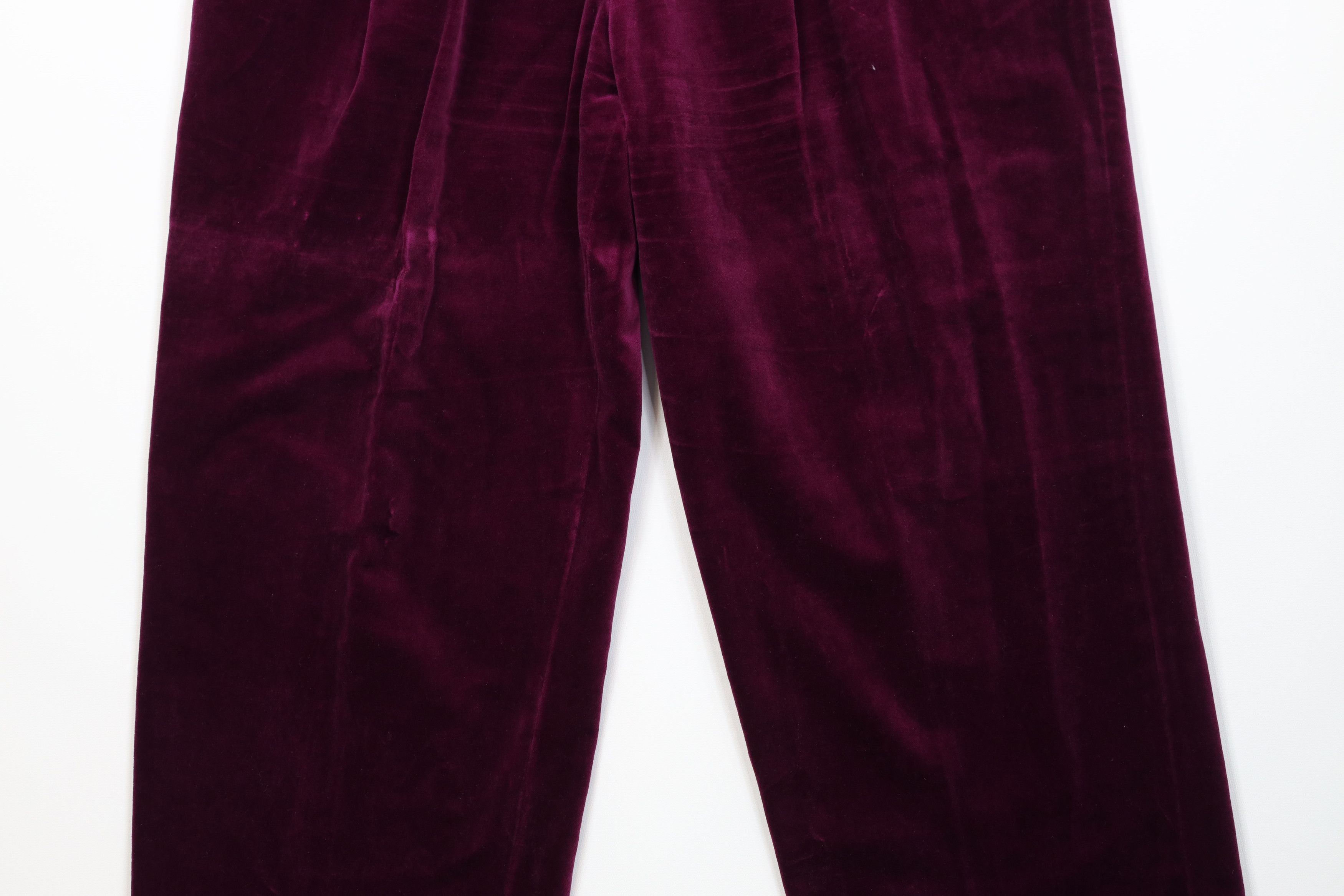 Vintage Vintage 90s Streetwear Wide Leg Velvet Velour Pants Purple Size 36" / US 14 / IT 50 - 4 Thumbnail
