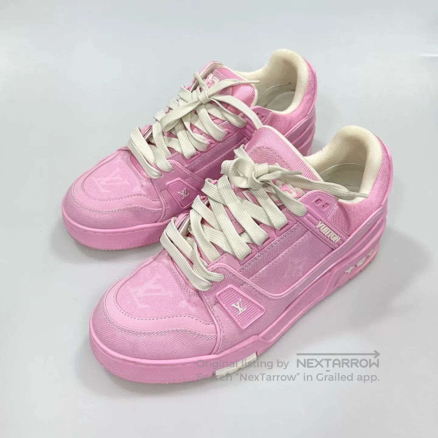 Louis Vuitton LV Trainer Pink Denim Sneakers. Size US 6.5 / IT 36.5 - 1 Thumbnail