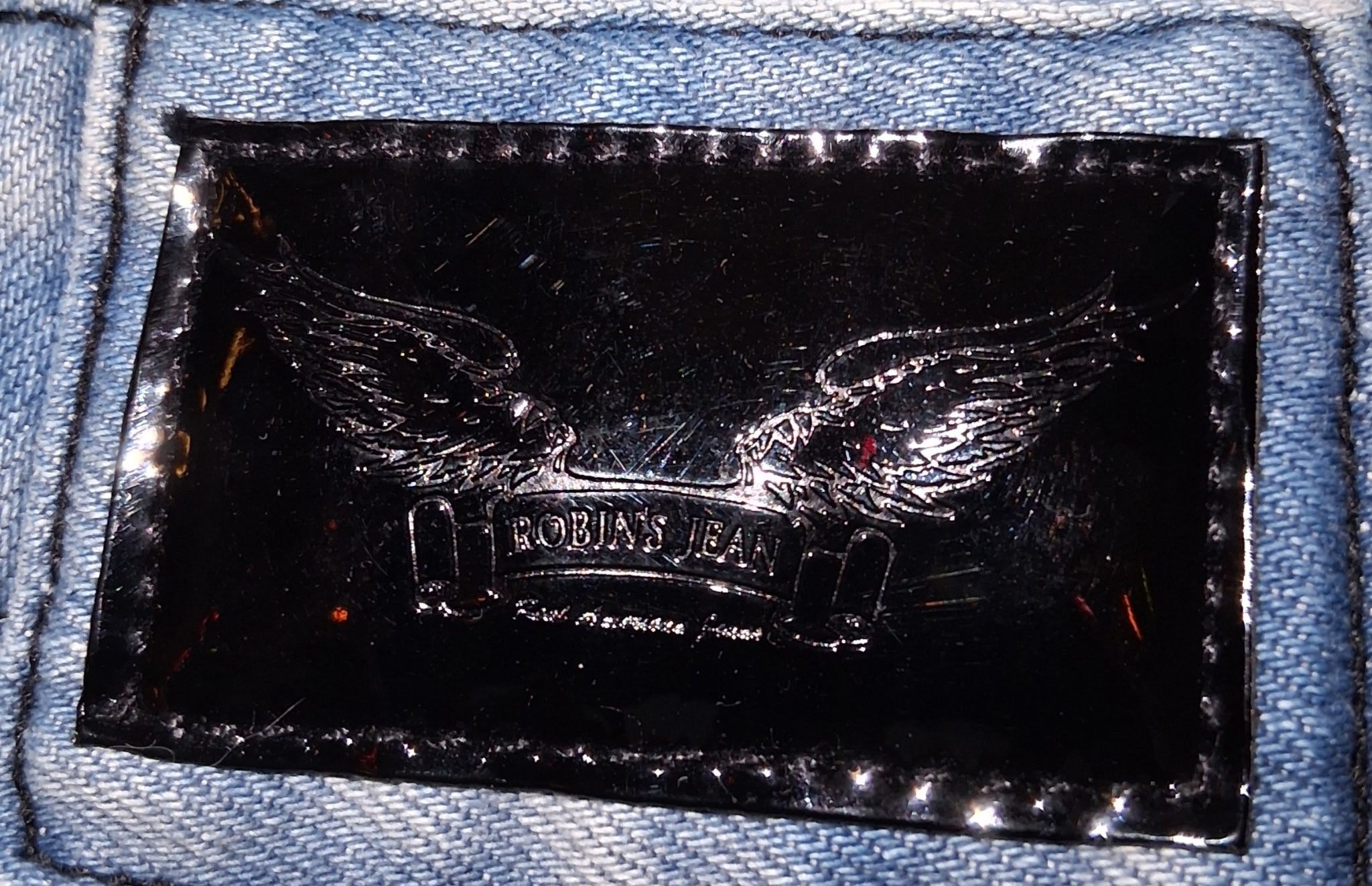 Robins Jeans Omaha Light Wash w/Clear & Sapphire Crystals Size US 36 / EU 52 - 5 Thumbnail