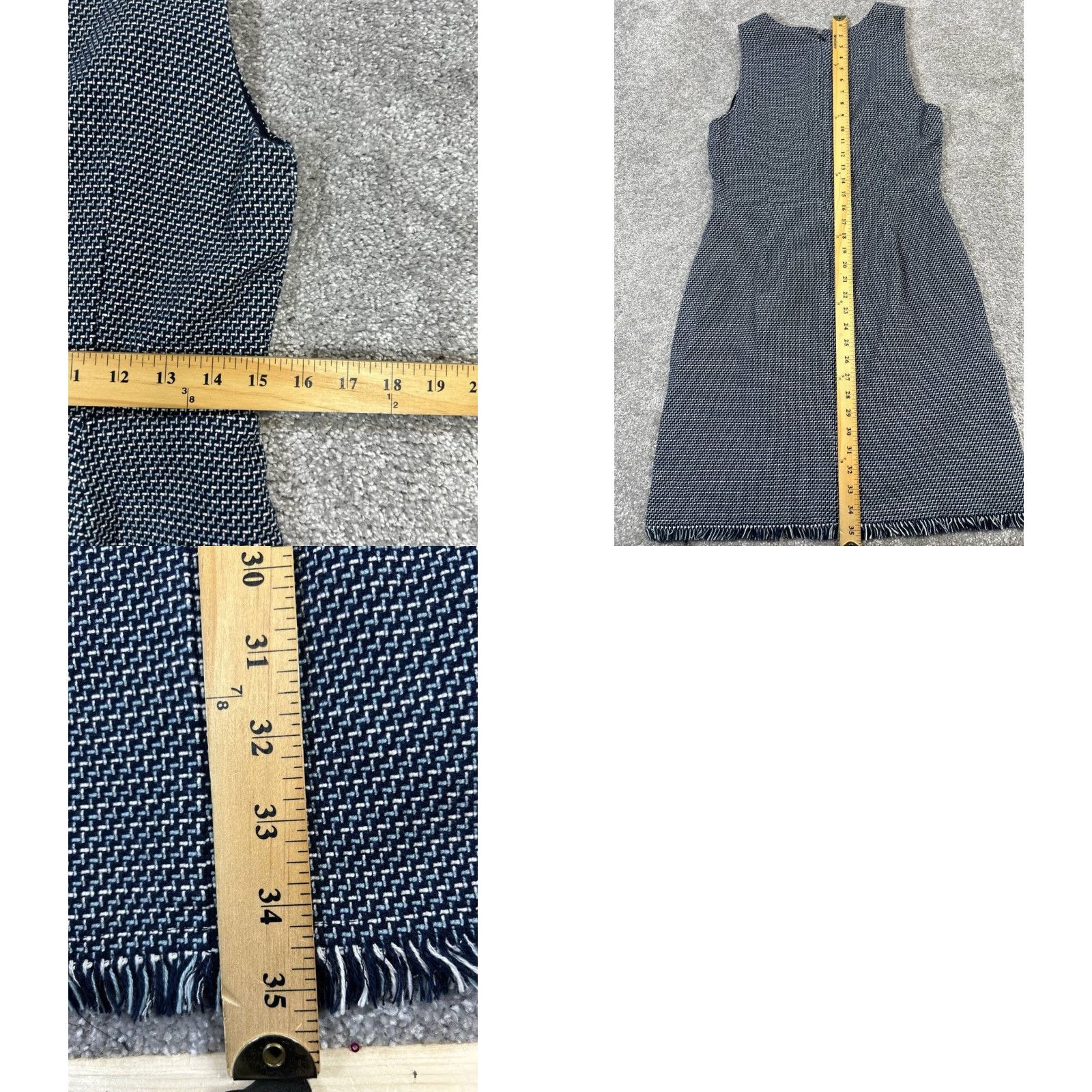 Loft LOFT Blue Knit Blouson Dress Womens 12 Casual Sleeveless Cotton Blend Knee Length Plaid Round Neck Zip Size XL / US 12-14 / IT 48-50 - 8 Thumbnail