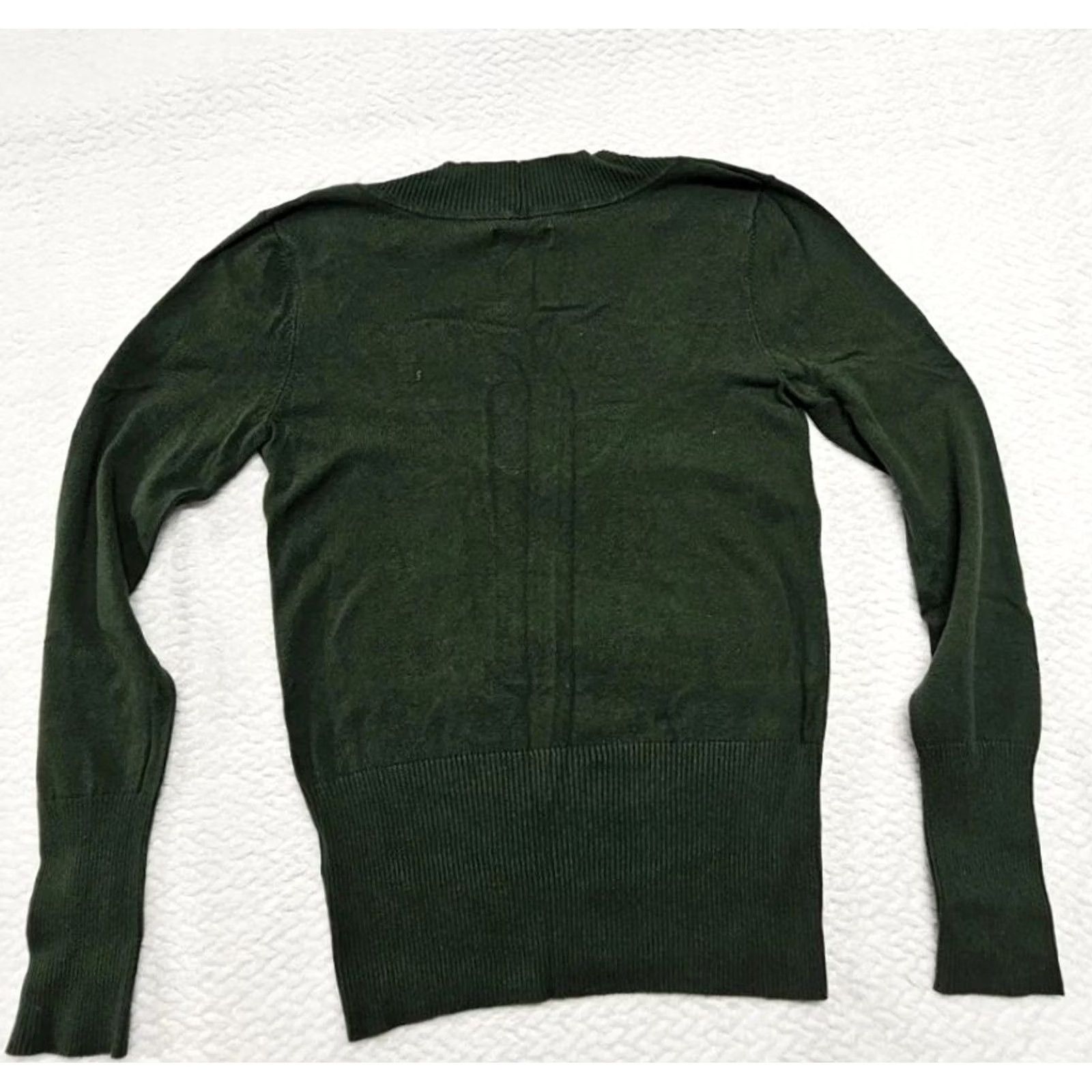 Vintage SO Minimalist Forest Green Women’s Sweater M V-Neck Pullover Knit Shirt Womens Size M / US 6-8 / IT 42-44 - 2 Thumbnail