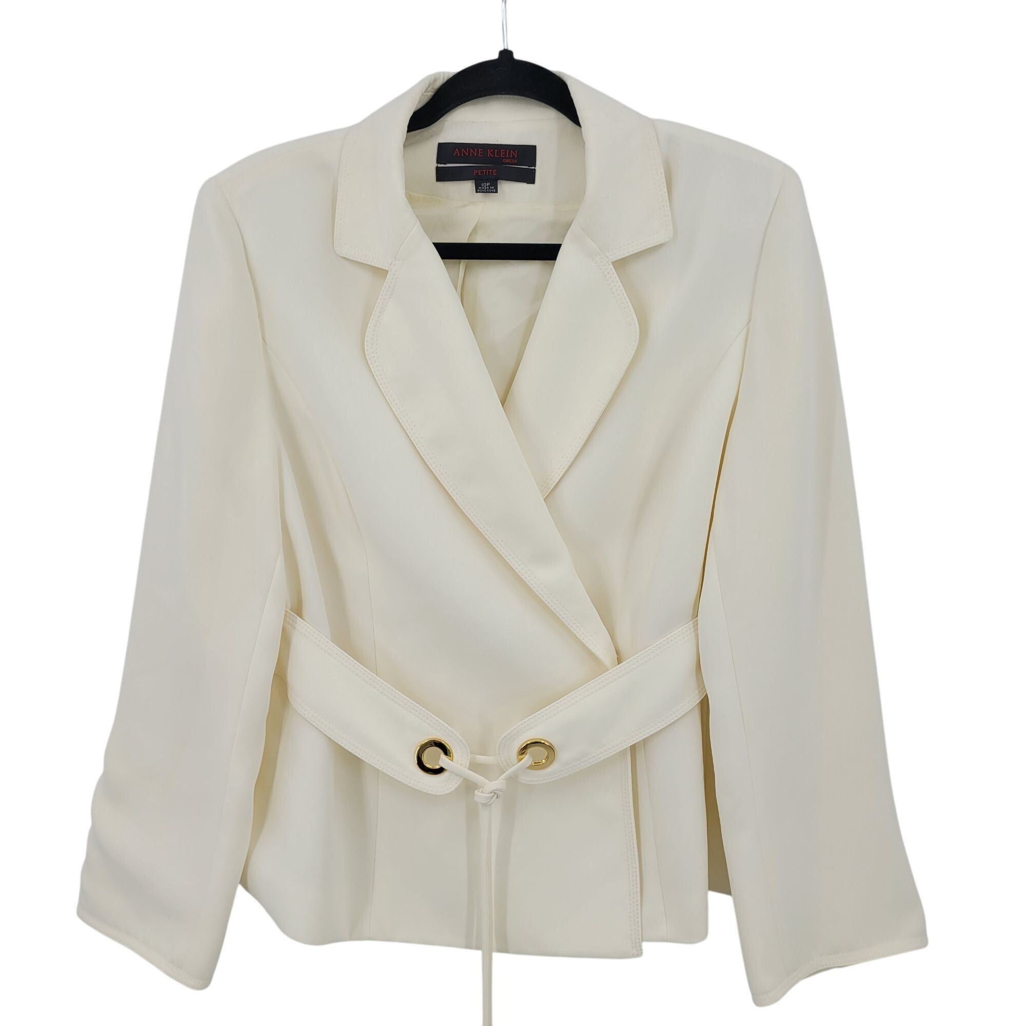 Vtg womens Petite White Single Breasted Blazer Jacket Sz 10P