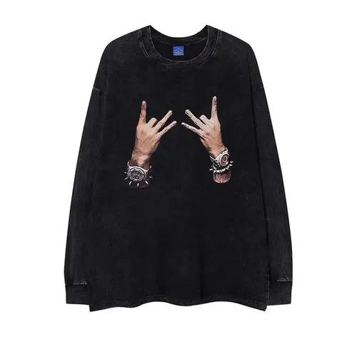 Japanese Brand Vintage Hip Hop Hand Printed Aged Long Sleeve T-Shirt Size US L / EU 52-54 / 3 - 1 Thumbnail