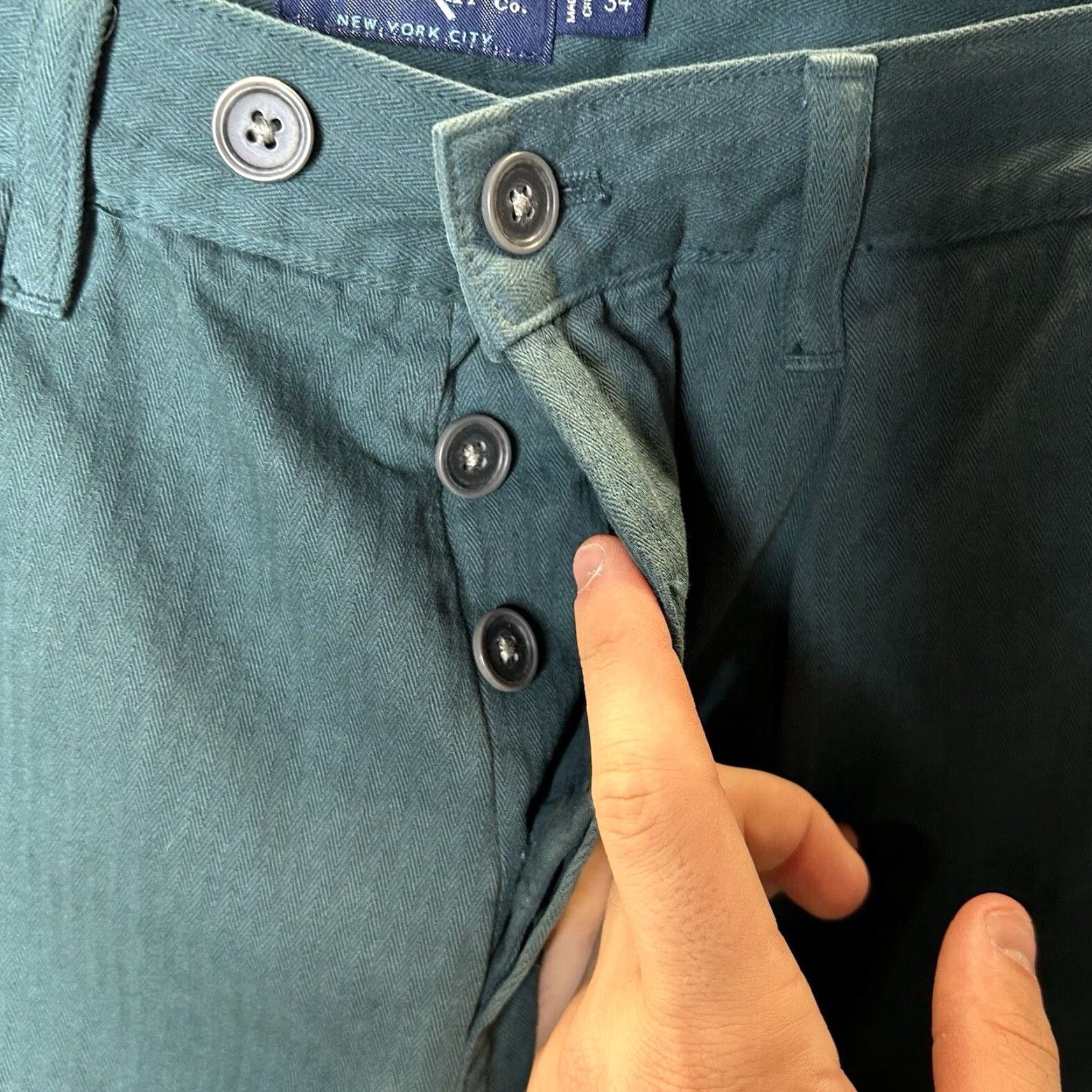 CO VINTAGE Guideboat Co Green Cotton Chino Pants Straight Leg 34x31 Men City Casual Waist 34 Inseam 31 Size 34 Pants Size US 34 / EU 50 - 5 Thumbnail