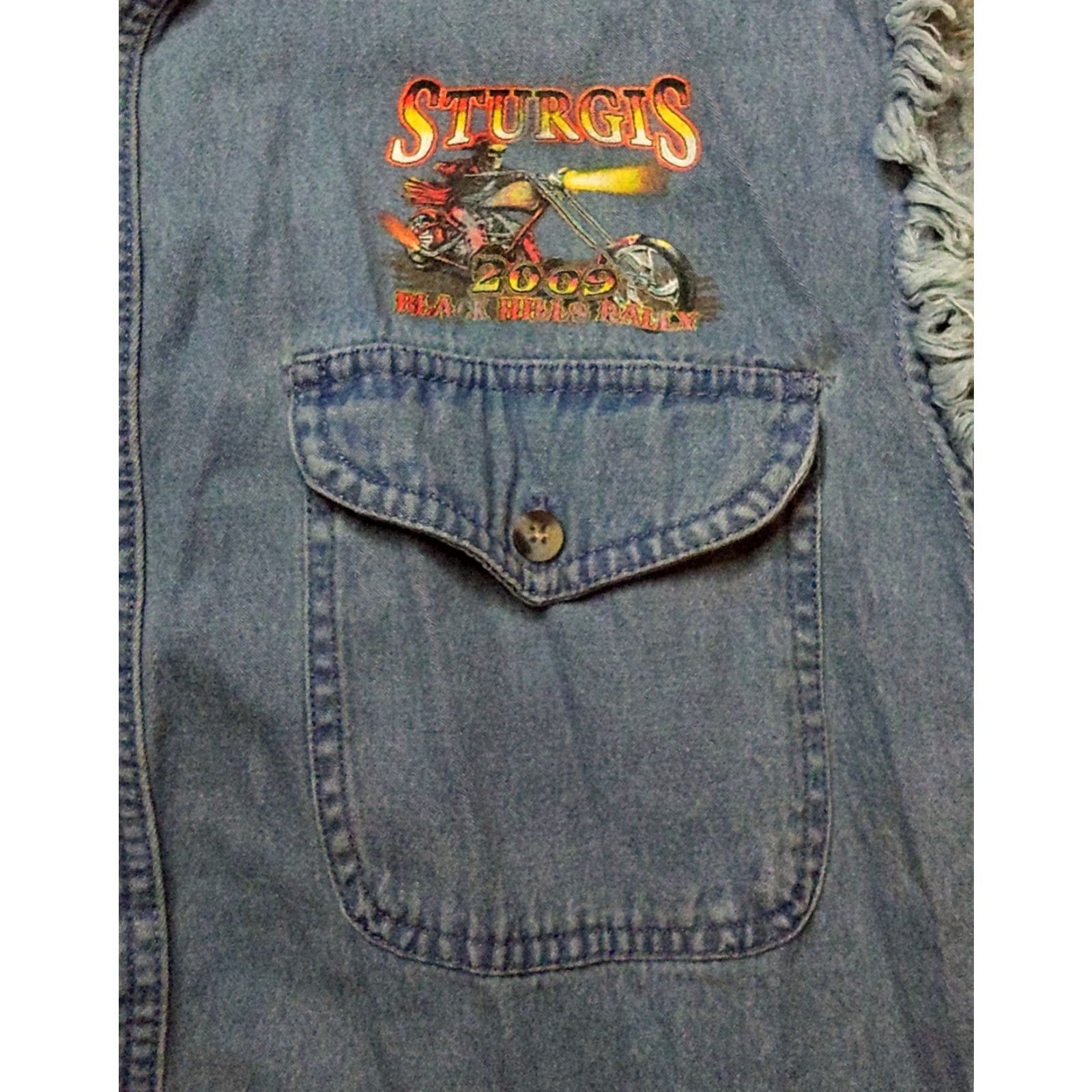 Denime VINTAGE Bikers Edge Sturgis 69th Annual Denim Vest Shirt (Bike/Travel) Large Blue Mens Vintage Size US L / EU 52-54 / 3 - 3 Thumbnail
