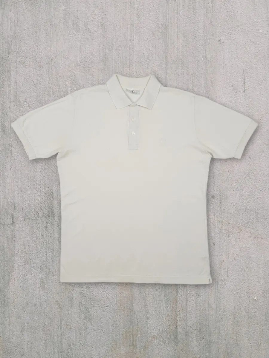 VALENTINO Size M Navy White Monogram Cotton Pique Buttoned Polo main image 1