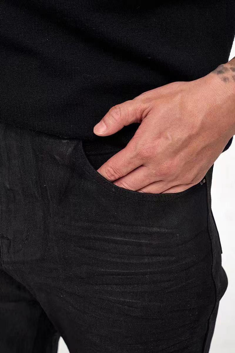 Japanese Brand Wax Coated Stacked Flared Denim Jeans Size US 32 / EU 48 - 5 Thumbnail