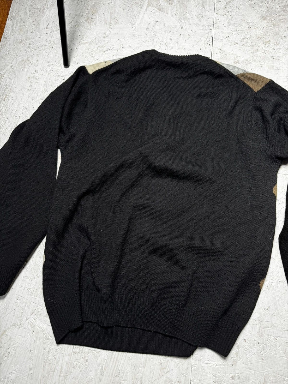 Lacoste × Vintage Vintage Lacoste Grandpa Black Blue Brown Cardigan Rhombuses Size US L / EU 52-54 / 3 - 4 Thumbnail