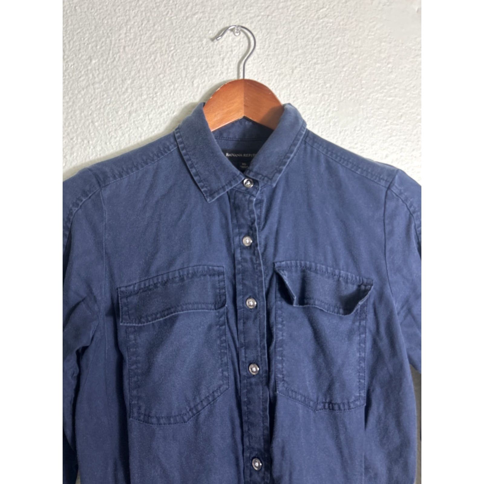 Banana Republic VINTAGE Banana Republic Midi Shirt Dress Navy Women’s Small Lyocell Belted 3/4 Sleeve XS Womens Size XS / US 0-2 / IT 36-38 - 3 Thumbnail
