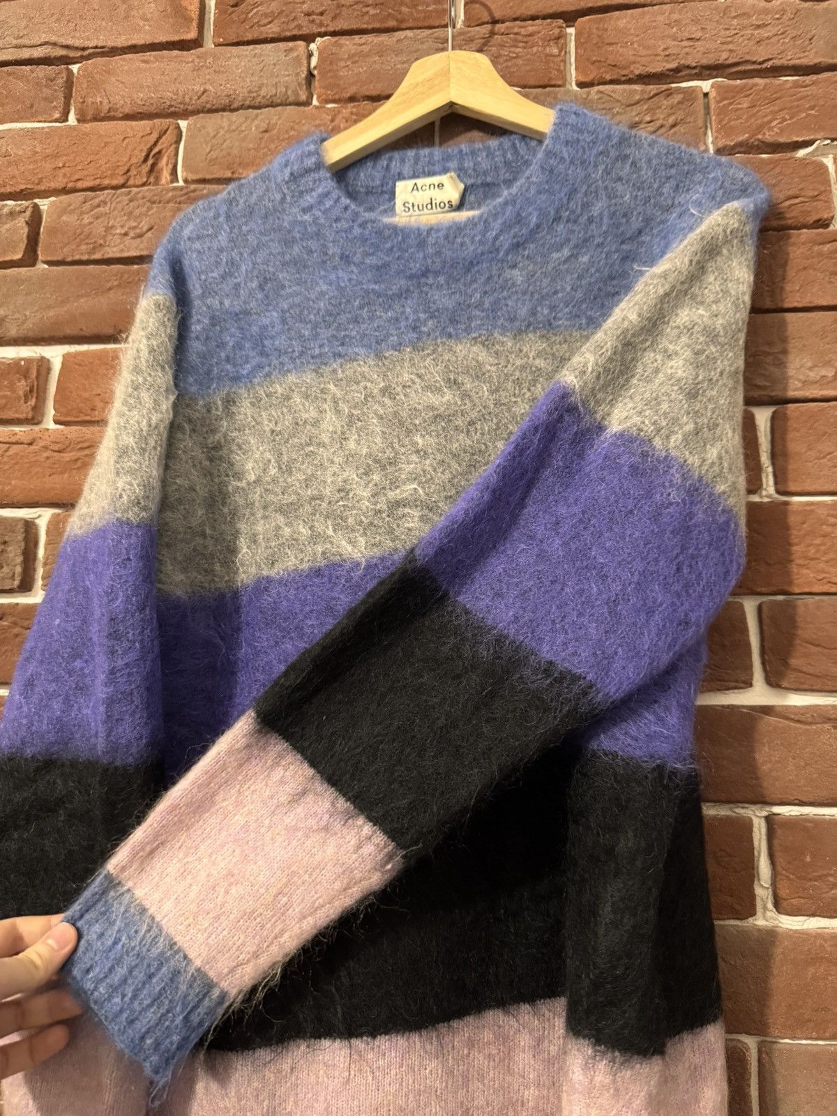 Acne Studios × Designer Acne Studios Designer Fuzzy Wool Knit Sweater Striped Size US M / EU 48-50 / 2 - 7 Thumbnail