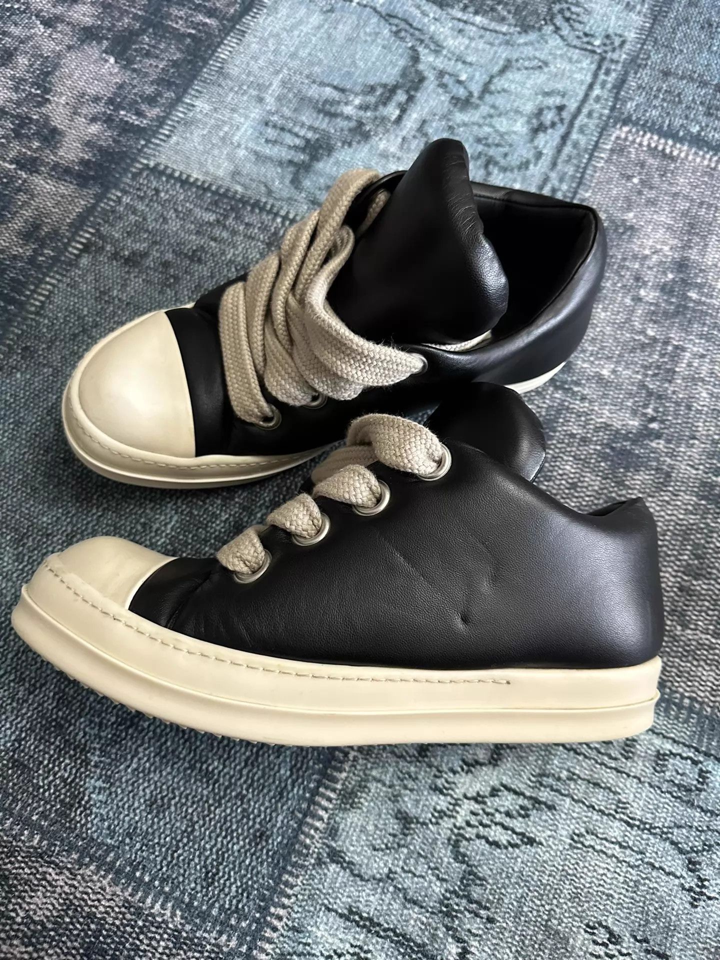 Rick Owens Rick Owens Black Puffy Chunky Laces Low Top Converse 45 Size US 12 / EU 45 - 1 Thumbnail