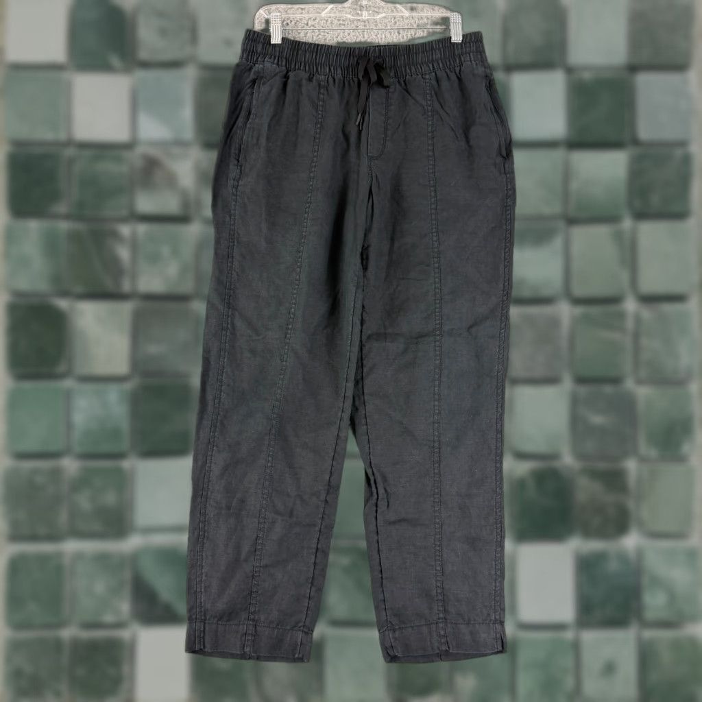 Athleta Athleta Retreat Linen Ankle Pant Womens S Black Pull On Drawstring Casual Size 28" / US 6 / IT 42 - 1 Thumbnail