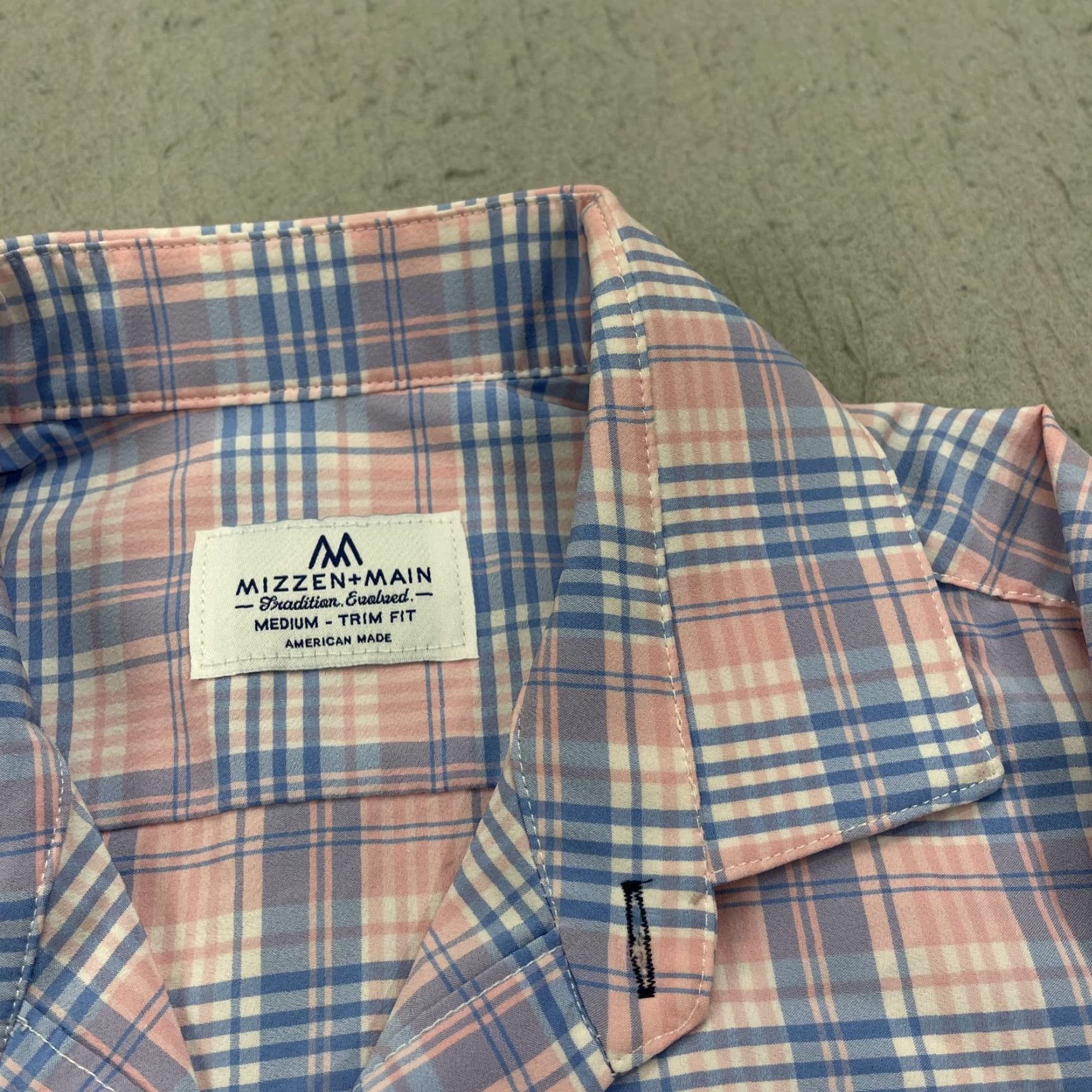 Mizzen+Main Mizzen+Main Shirt Mens M Pink Check Stretch Trim Fit Casual Button-Up Long Sleeve Casual Mens Boardroom Preppy Size US M / EU 48-50 / 2 - 4 Thumbnail