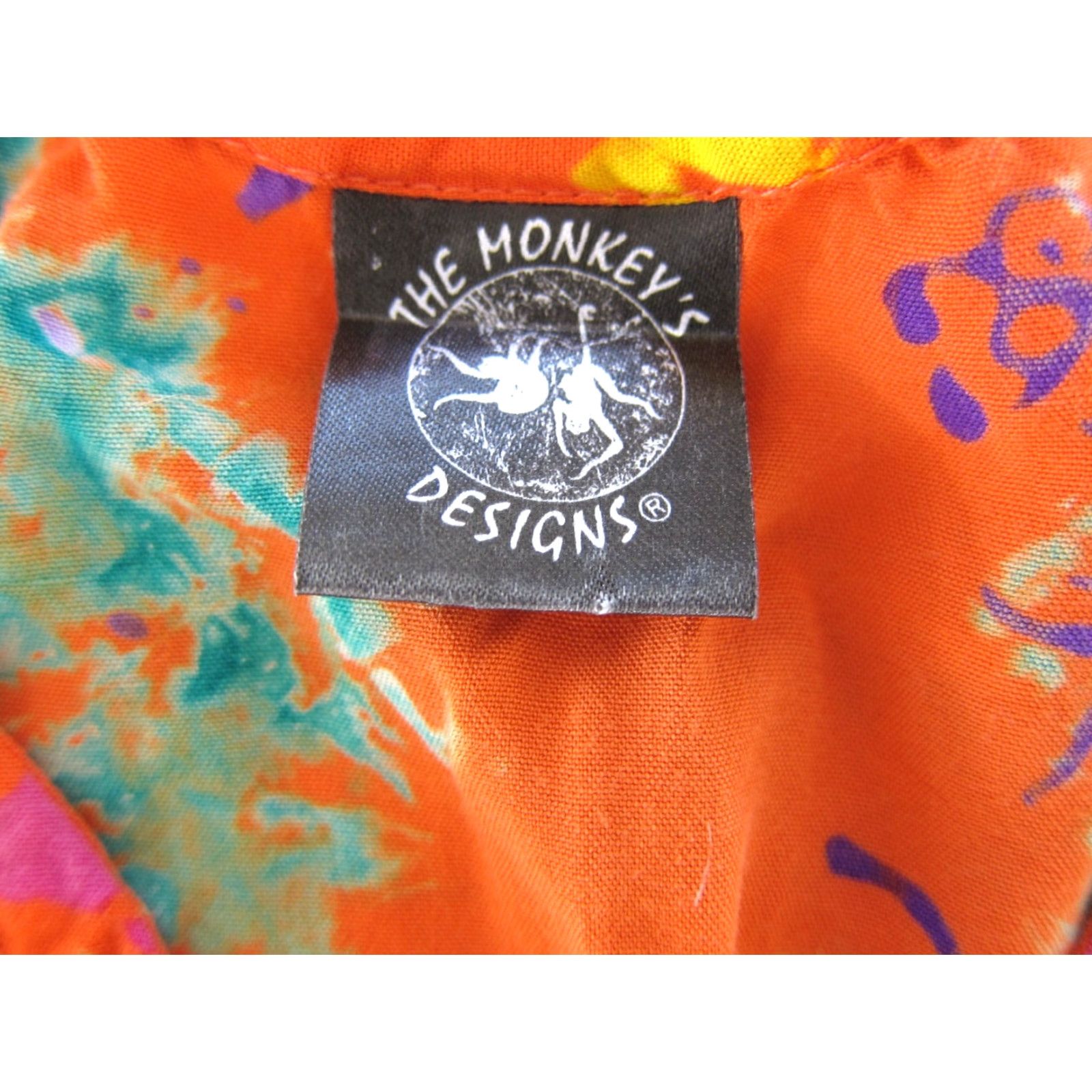 Vintage VTG The Monkey's Designs Rayon Orange Pink Button Down Tie Dye Tank Sun Dress S Size S / US 4 / IT 40 - 3 Thumbnail