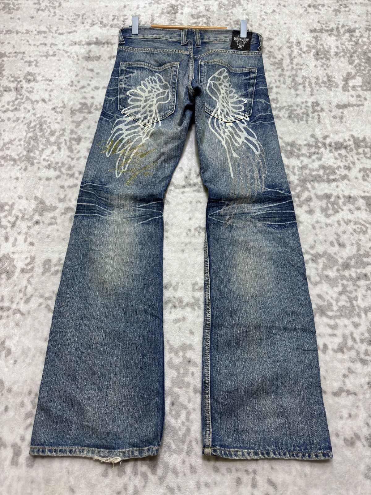 Vintage Vintage Wild Life Angel Wing Flared Y2K Denim Jeans Size US 29 - 1 Thumbnail