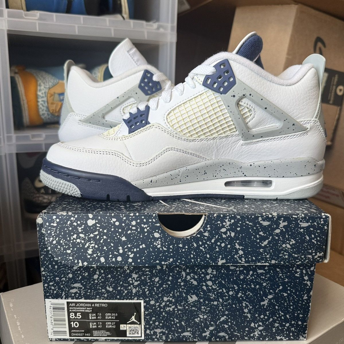 Nike Jordan 4 Retro Midnight Navy Size US 8.5 / EU 41-42 - 3 Thumbnail