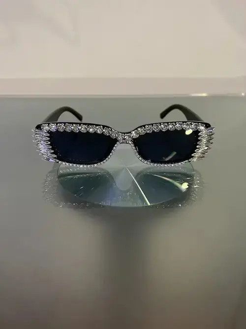 Japanese Brand × Vintage Y2K Crystal Rhinestone Sunglasses (black) Size ONE SIZE - 1 Thumbnail