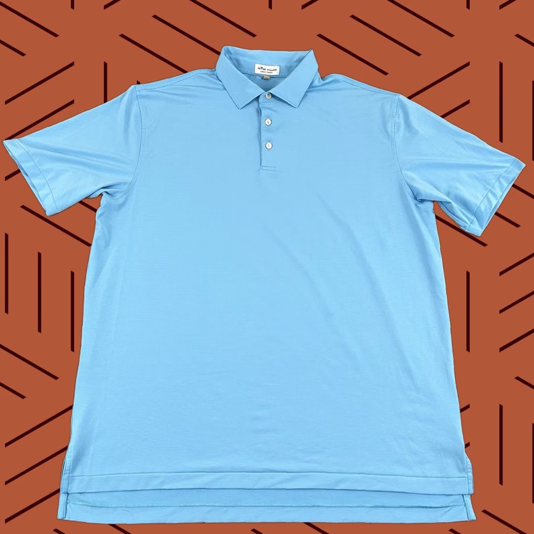 PETER MILLAR Polo Shirt Mens XL Blue Striped Summer Comfort Performance Golf S/S
