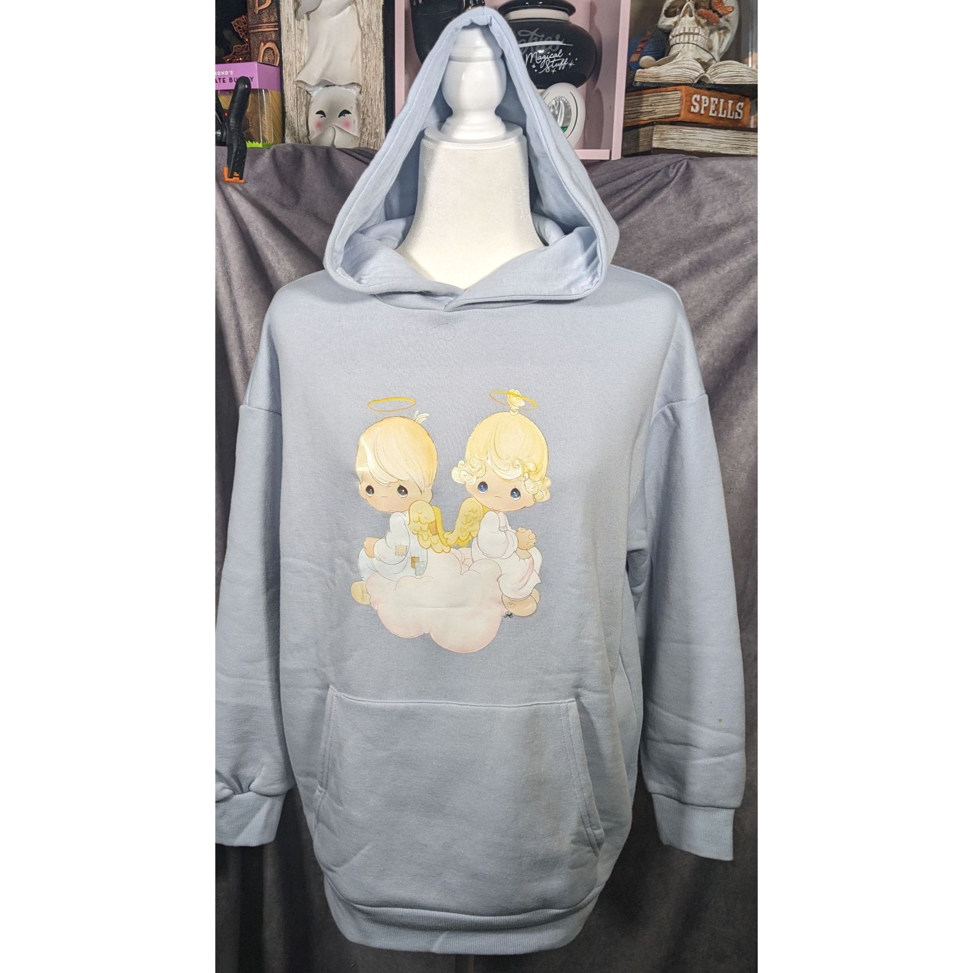 Forever 21 Precious Moments Angel Light Blue Super Soft Oversized Hoodi Size S / US 4 / IT 40 - 6 Thumbnail