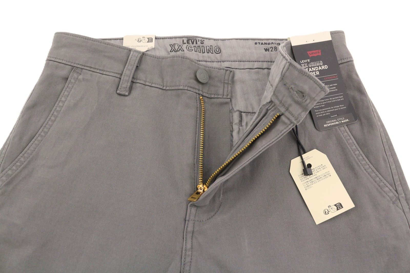 Levi's XX CHINO W28/L32 Grey Taper Stretch Zip Pants 87059 Size US 28 / EU 44 - 5 Thumbnail