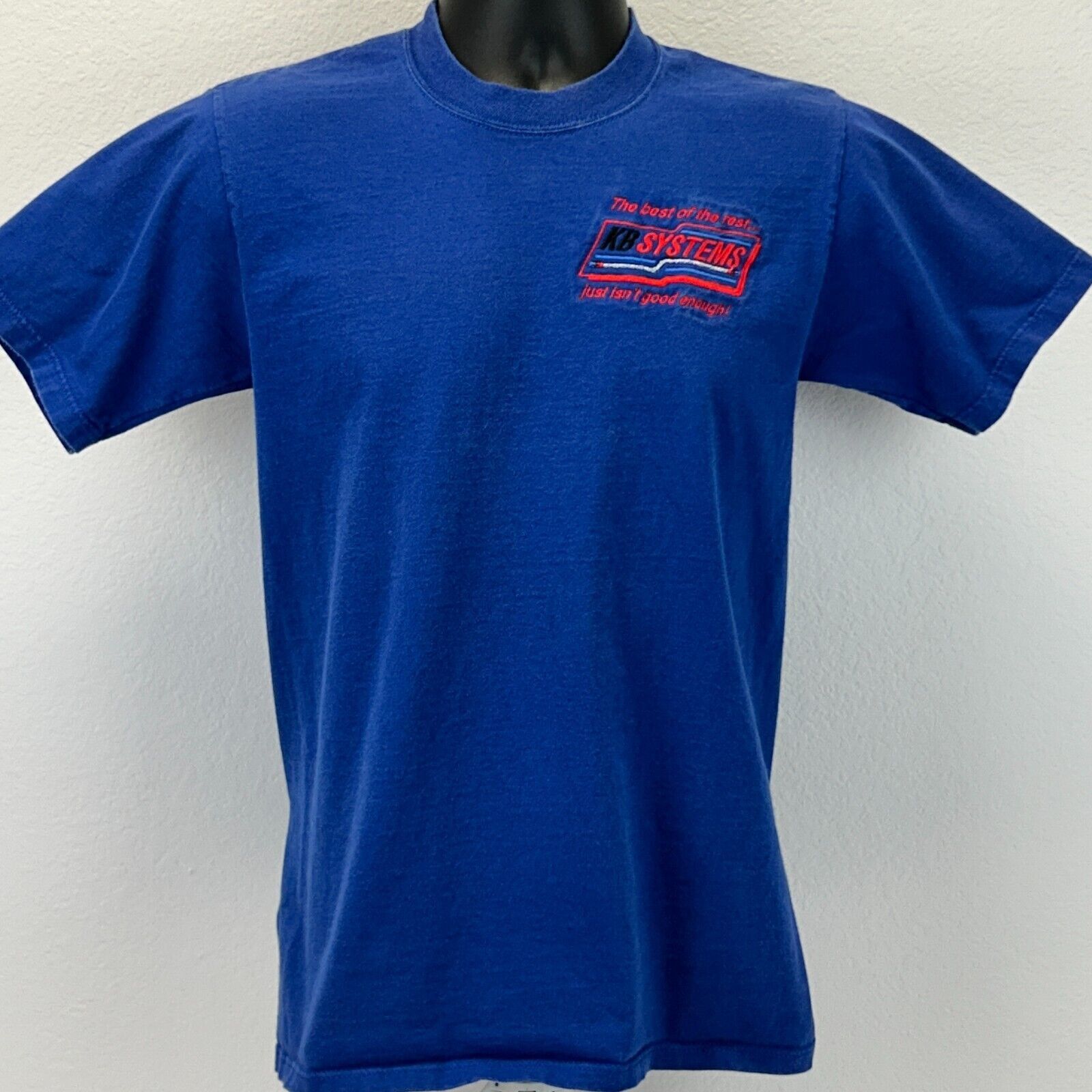 Jerzees Vintage 90s KB Systems T Shirt Drag Auto Racing Blue S Size US S / EU 44-46 / 1 - 2 Thumbnail