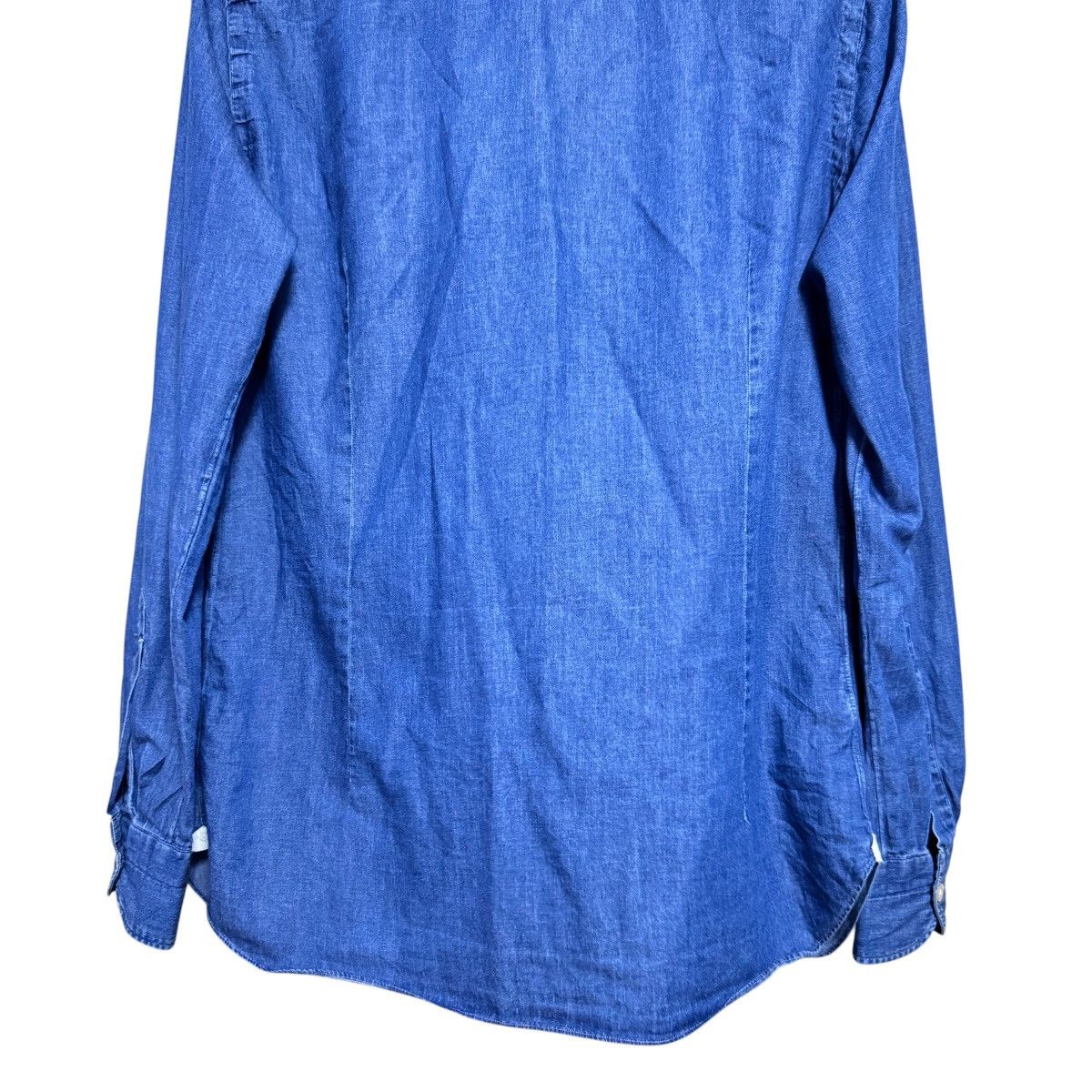 Luigi Borrelli Luigi Borrelli Luxury Vintage Denim Sailor Shirt Size US M / EU 48-50 / 2 - 9 Thumbnail