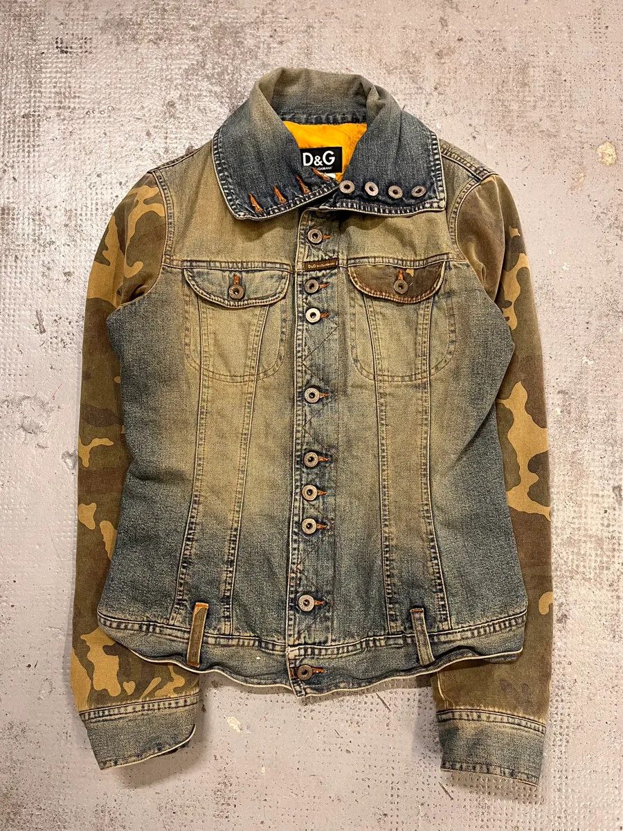 Dolce & Gabbana AW2003 Dolce & Gabbana Blue Faded Denim Camo Sleeves Jacket Size US S / EU 44-46 / 1 - 4 Thumbnail