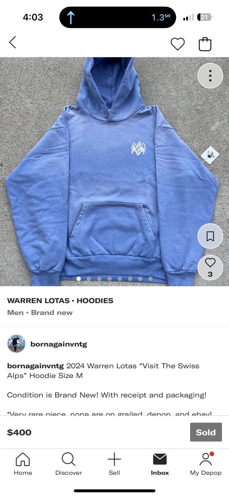 Warren Lotas 2024 Warren Lotas “Visit The Swiss Alps” Hoodie Size L Size US L / EU 52-54 / 3 - 8 Thumbnail