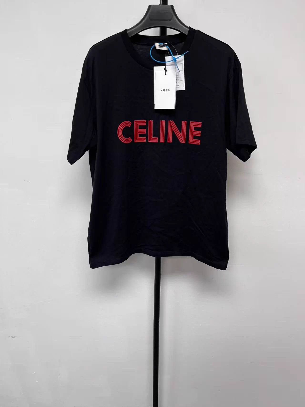 Celine CELINE Men Logo Print Crewneck Short-Sleeve Black Tee XS Size US XS / EU 42 / 0 - 1 Thumbnail