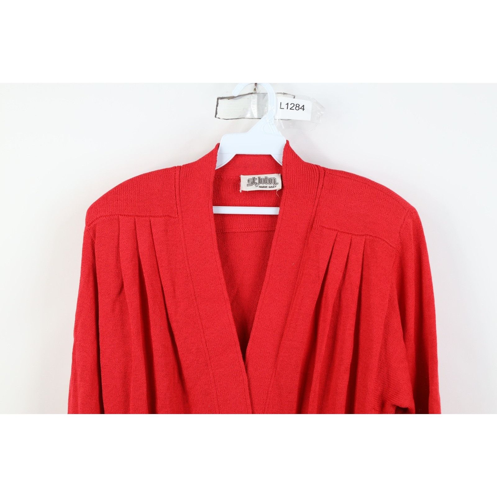 St. John Vintage 80s St John Marie Gray Wool Knit Cardigan Sweater Size L / US 10 / IT 46 - 2 Thumbnail