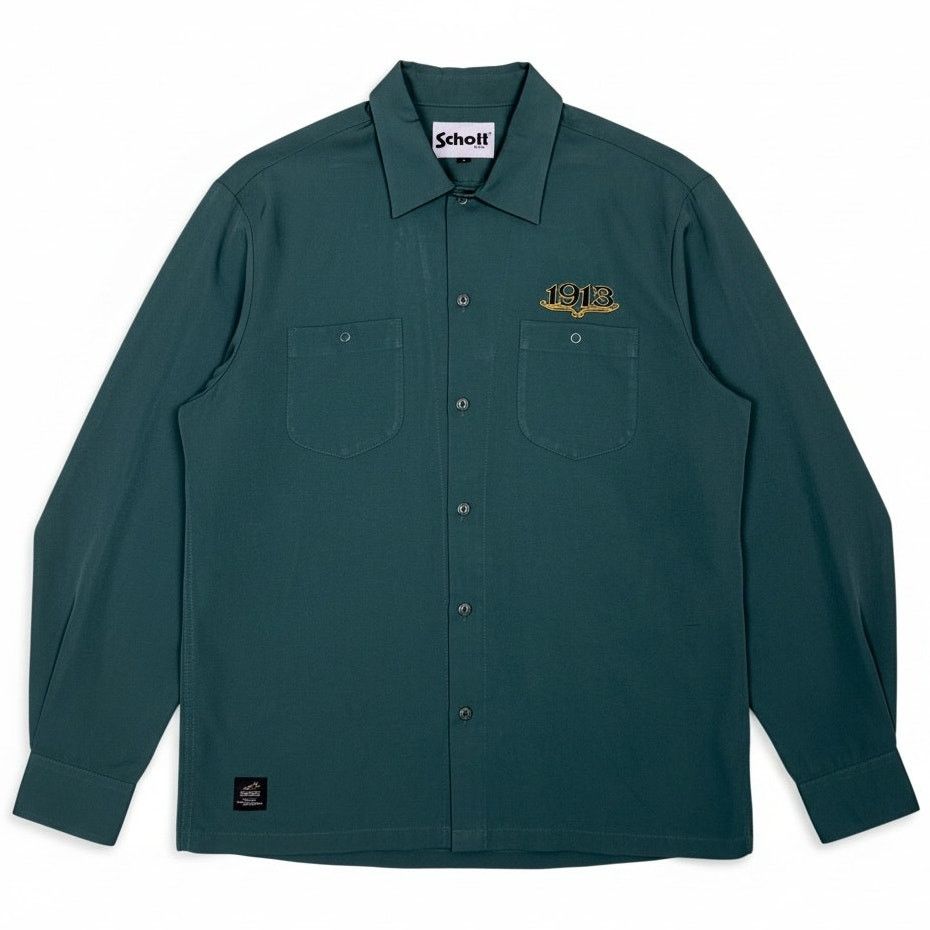 Schott Schott Brothers NYC LS Dark Green Embroidered Work Shirt L Size US L / EU 52-54 / 3 - 3 Thumbnail