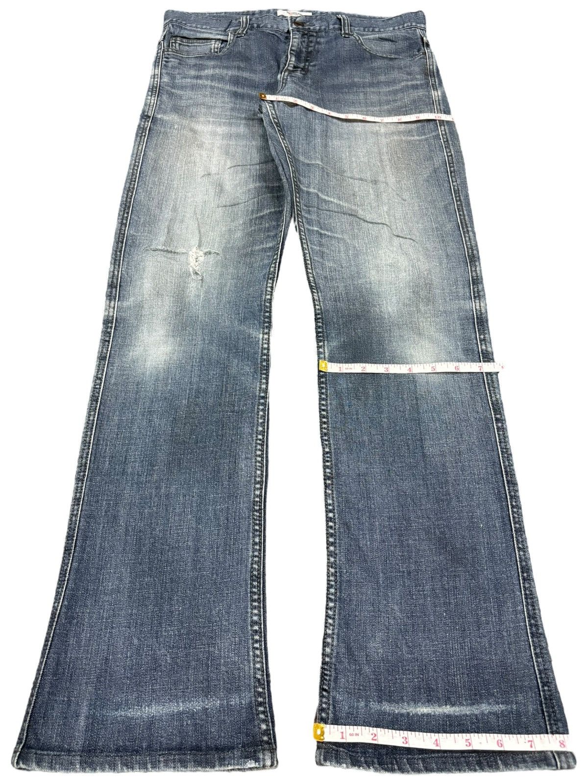 Morgan Homme Vintage Morgan Homme Distressed Bootcut Jeans Size US 33 - 13 Thumbnail