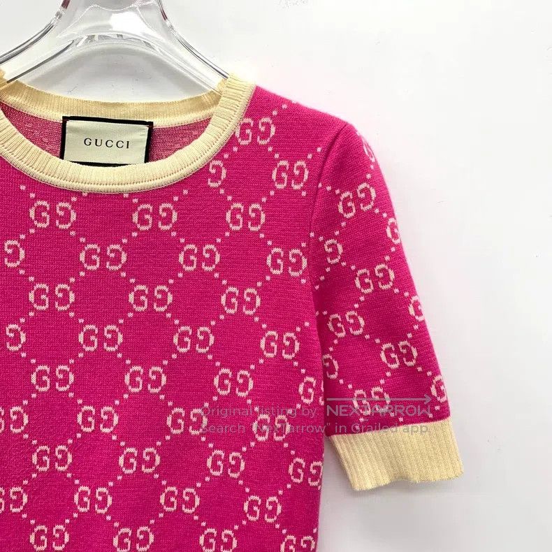 Gucci Gucci Pink logo jacquard full-print cotton round-neck shor Size XS / US 0-2 / IT 36-38 - 3 Thumbnail