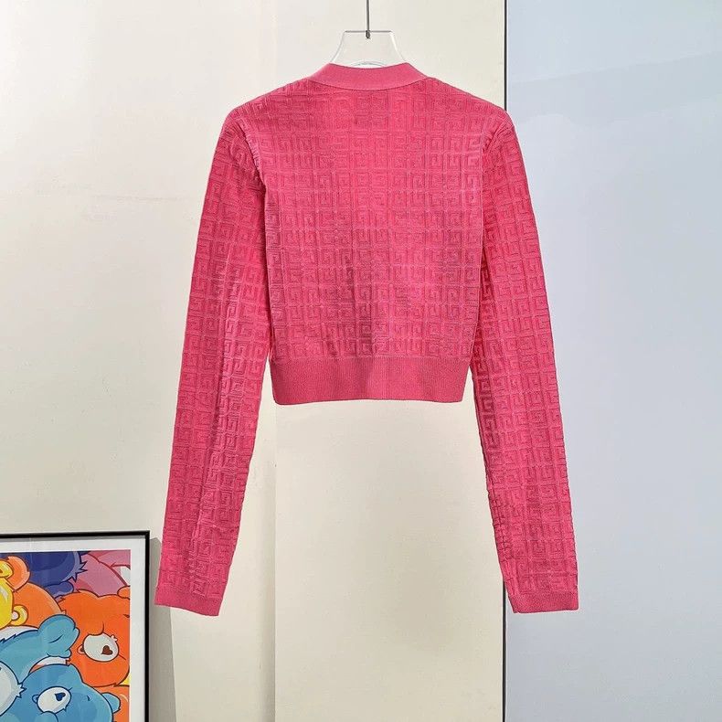 Givenchy Givenchy Rose Red Full Logo Embroidered Cardigan Size XS / US 0-2 / IT 36-38 - 2 Thumbnail
