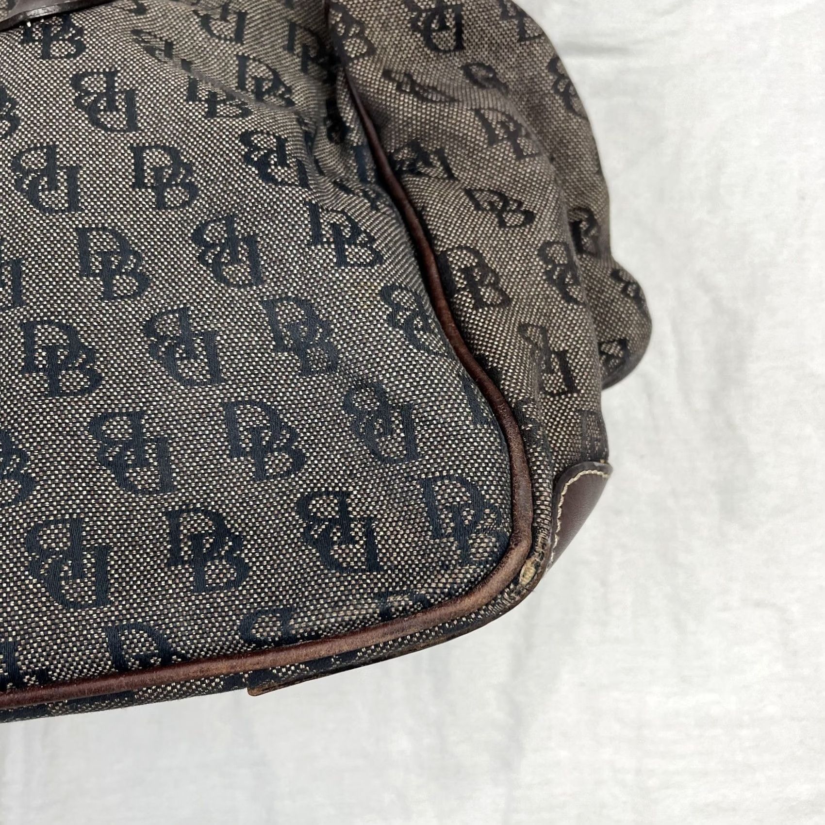 Dooney & Bourke Dooney & Bourke Tote Bag Womens Brown Logo Canvas Leather Shoulder Purse Tote Bag Monogram DB Size ONE SIZE - 2 Thumbnail